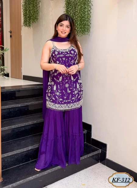 KF 312 Kalaai Chinon Embroidery Kurti With Bottom Dupatta 